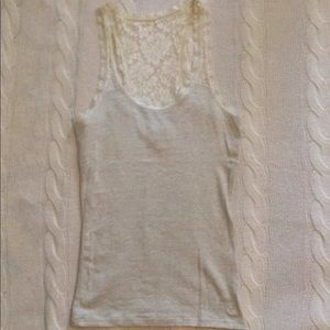 GILLY HICKS marled cream/grey tank with lace back